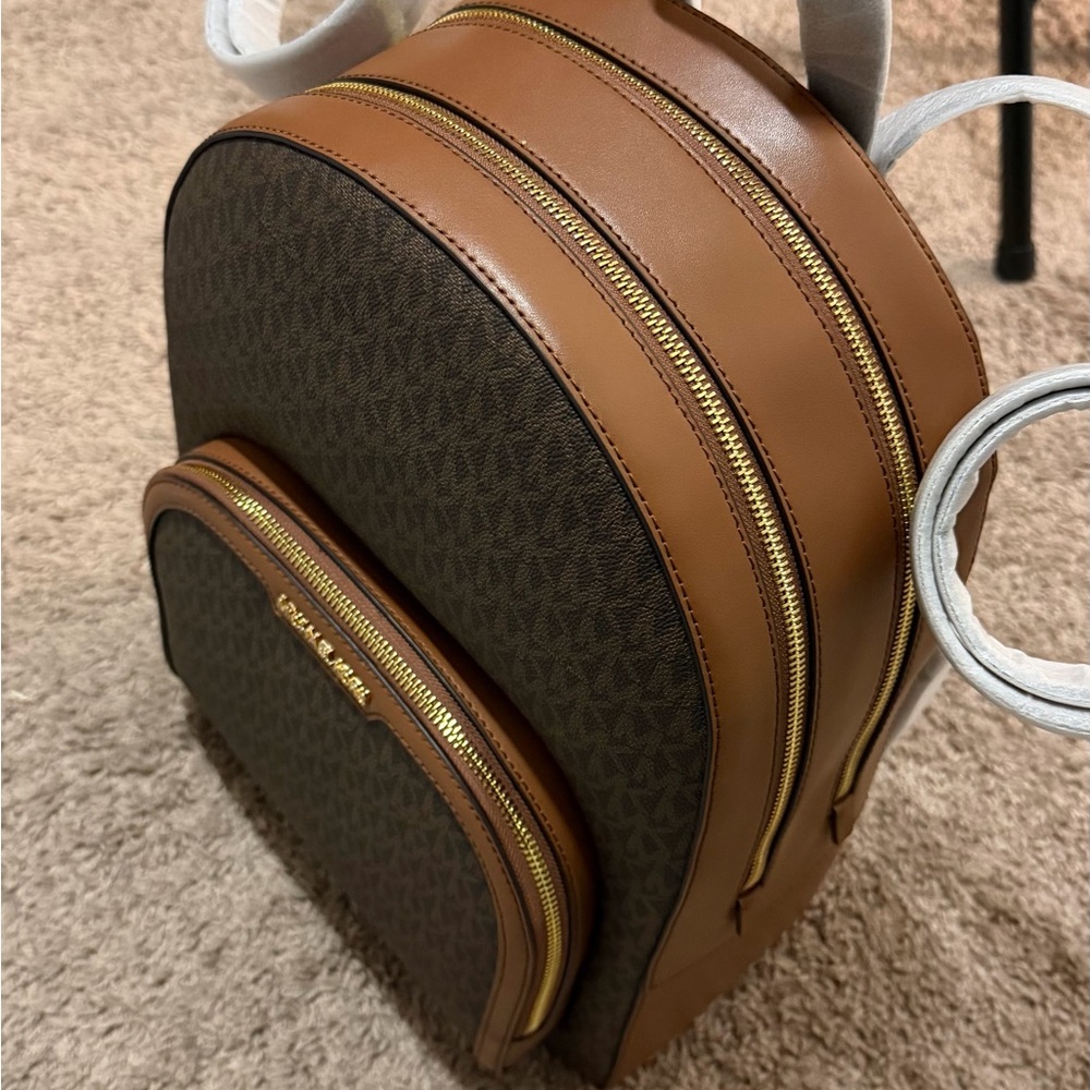 Michael Kors Brown and Tan Signature Logo Backpack